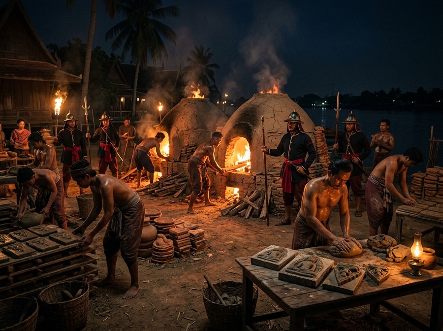 Ayutthaya Craftsmen Firing Wat Ban Krang Amulets